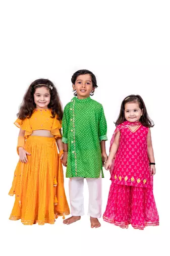 Yellow bandhani ghaghra set