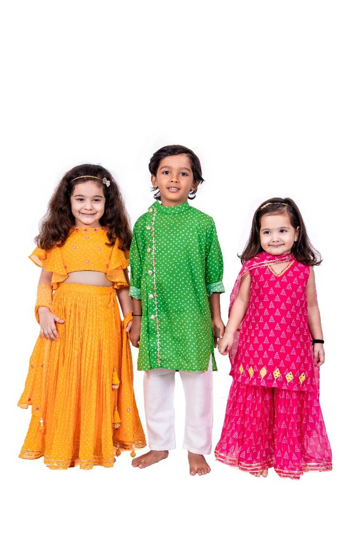 Yellow bandhani ghaghra set