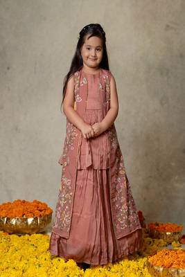 Mauve embroidered jacket lehenga set 2