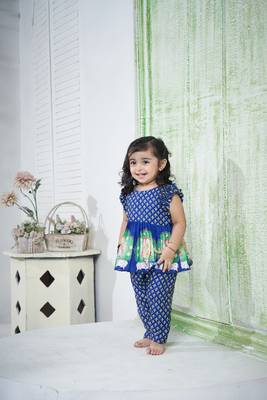 Pichwai blue peplum pant set 2