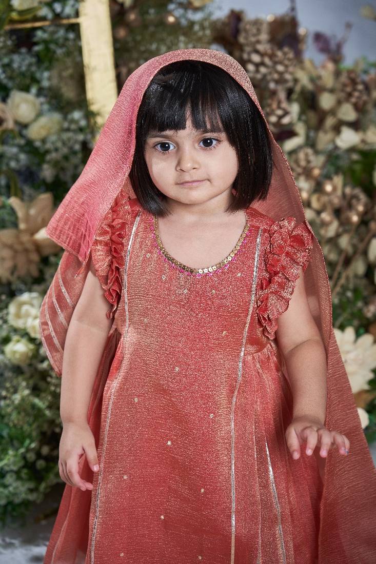 Rust gota pita work anarkali set