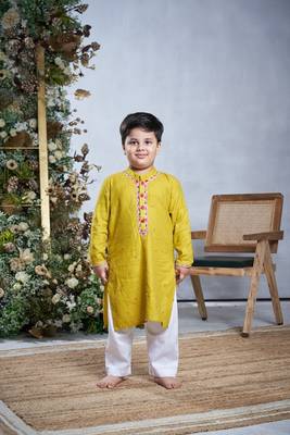 Yellow & pink cotton kurta set 2