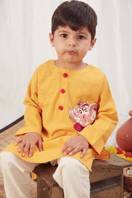 Yellow embroidered kurta set 3