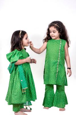 Green bandhani anarkali set 2