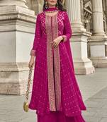 Rani pink georgette embroidered palazzo suit