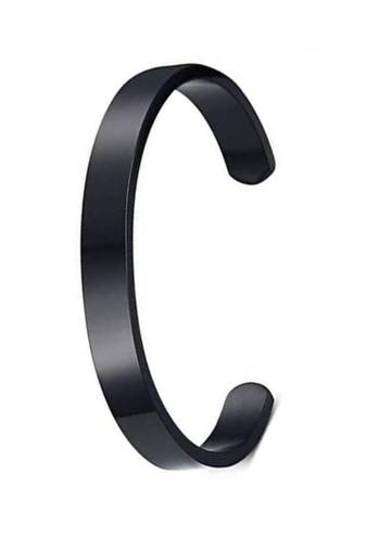 Black cuff bracelet stylish bracelet for women & men accessories jewellery for adjustable stainless steel