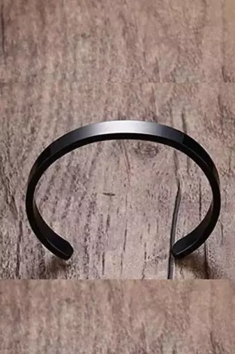 Black cuff bracelet stylish bracelet for women & men accessories jewellery for adjustable stainless steel