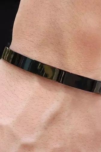Black cuff bracelet stylish bracelet for women & men accessories jewellery for adjustable stainless steel