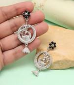 Edgy black color fashion earrings