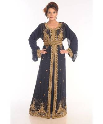 Blue eid islamic kaftan moroccan jalabiya dress 1