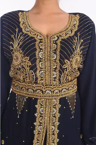 Blue eid islamic kaftan moroccan jalabiya dress