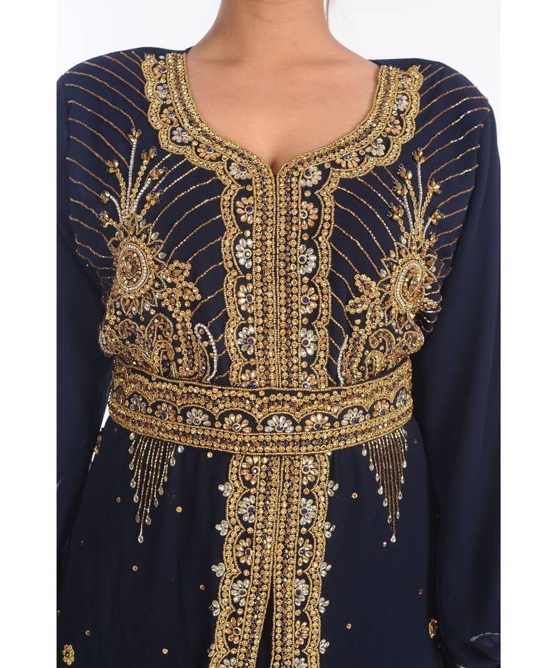 Blue eid islamic kaftan moroccan jalabiya dress