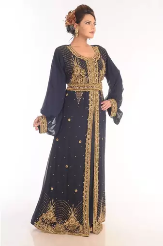 Blue eid islamic kaftan moroccan jalabiya dress