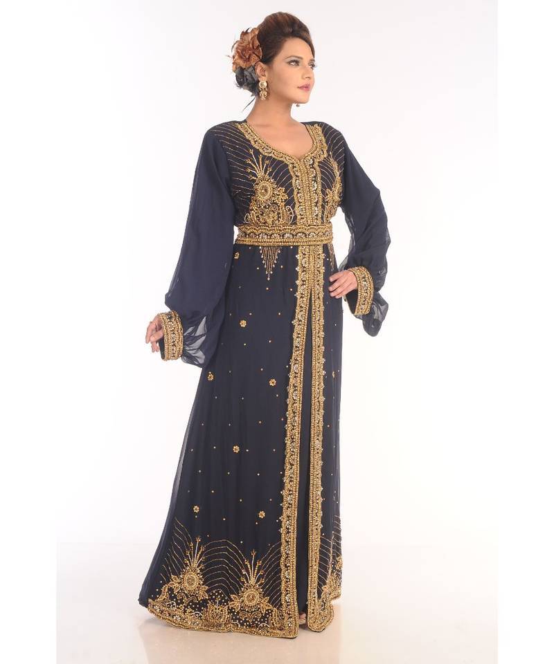 Blue eid islamic kaftan moroccan jalabiya dress