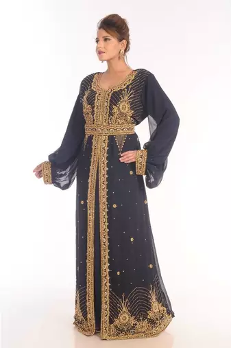Blue eid islamic kaftan moroccan jalabiya dress