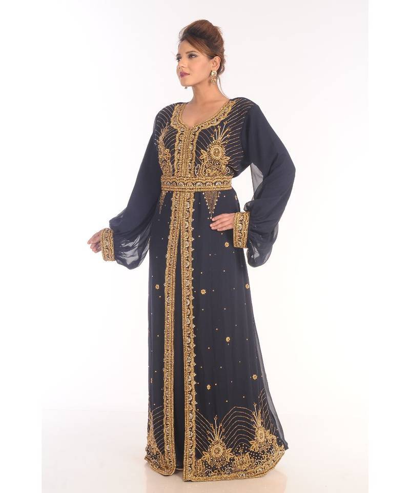 Blue eid islamic kaftan moroccan jalabiya dress