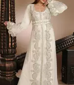 Cream Georgette embellished kaftan gown