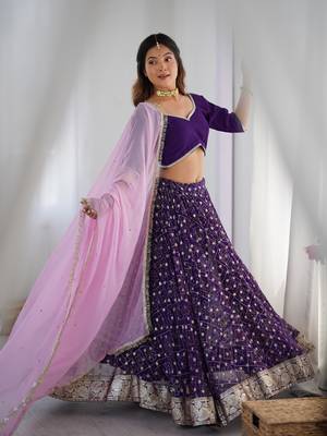 Purple bandhani flared lehenga set 1