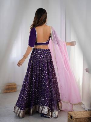 Purple bandhani flared lehenga set 2