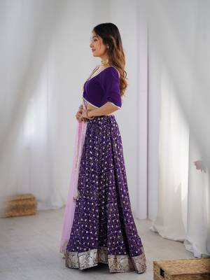 Purple bandhani flared lehenga set 3