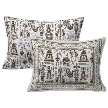 Rudra bazaar olive  210 tc cotton double king bedsheet with 2 pillow covers 3