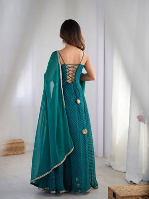Pine green Long kurta with dupatta 2