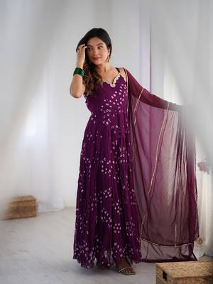 purple Long kurta with dupatta 1