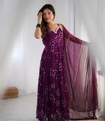 Haze purple Long kurta with dupatta