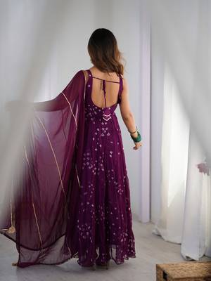 purple Long kurta with dupatta 2