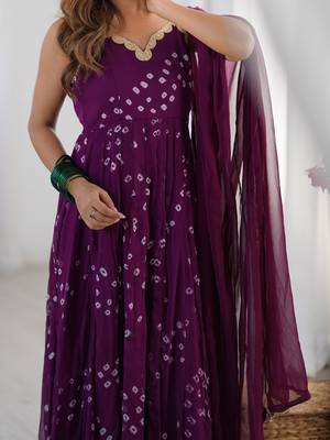 purple Long kurta with dupatta 3