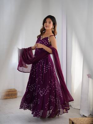 purple Long kurta with dupatta 4