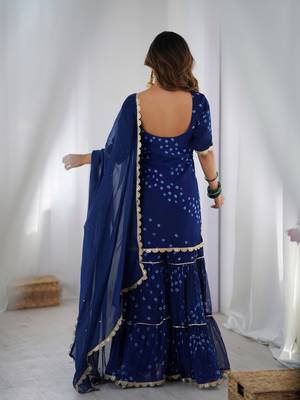 Midnight blue sharara kurta and dupatta set 3