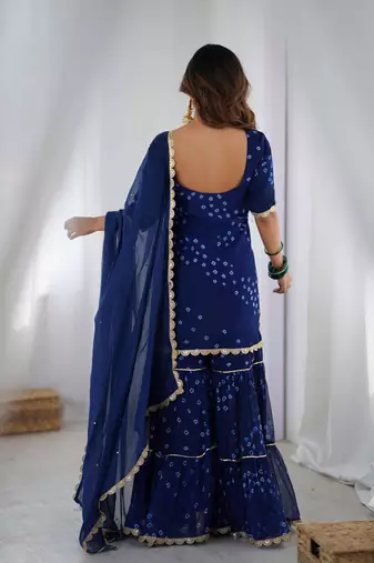 Midnight blue sharara kurta and dupatta set