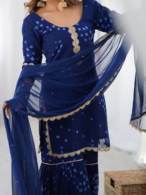 Midnight blue sharara kurta and dupatta set 4
