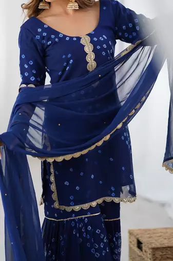 Midnight blue sharara kurta and dupatta set