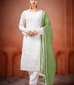Off white georgette embroidered salwar suit