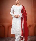 Off white georgette embroidered salwar suit