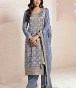 Light blue silk jacquard embroidered salwar suit