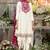 Off white chinon silk embroidered designer dhoti suit