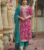 Pink Chinon Silk Embroidered Punjabi Salwar Suit