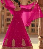 Pink georgette embroidered anarkali suit