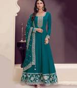 chinon aqua blue anarkali for women