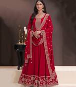chinon red anarkali for women
