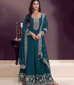 chinon teal anarkali for women