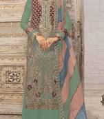 Sea green heavy fox georgette embroidery Palazzo suit