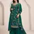 Green heavy chinon with embroidery sharara suit (bottom stitched)