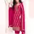 Pink viscose maslin jacquard with embroidery fancy coding work salwar suit