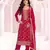 Red viscose maslin jacquard with embroidery fancy coding sequence work salwar suit