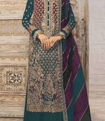 Teal heavy fox georgette embroidery Palazzo suit