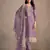 Purple heavy orgenza with embroidery straight salwar suit
